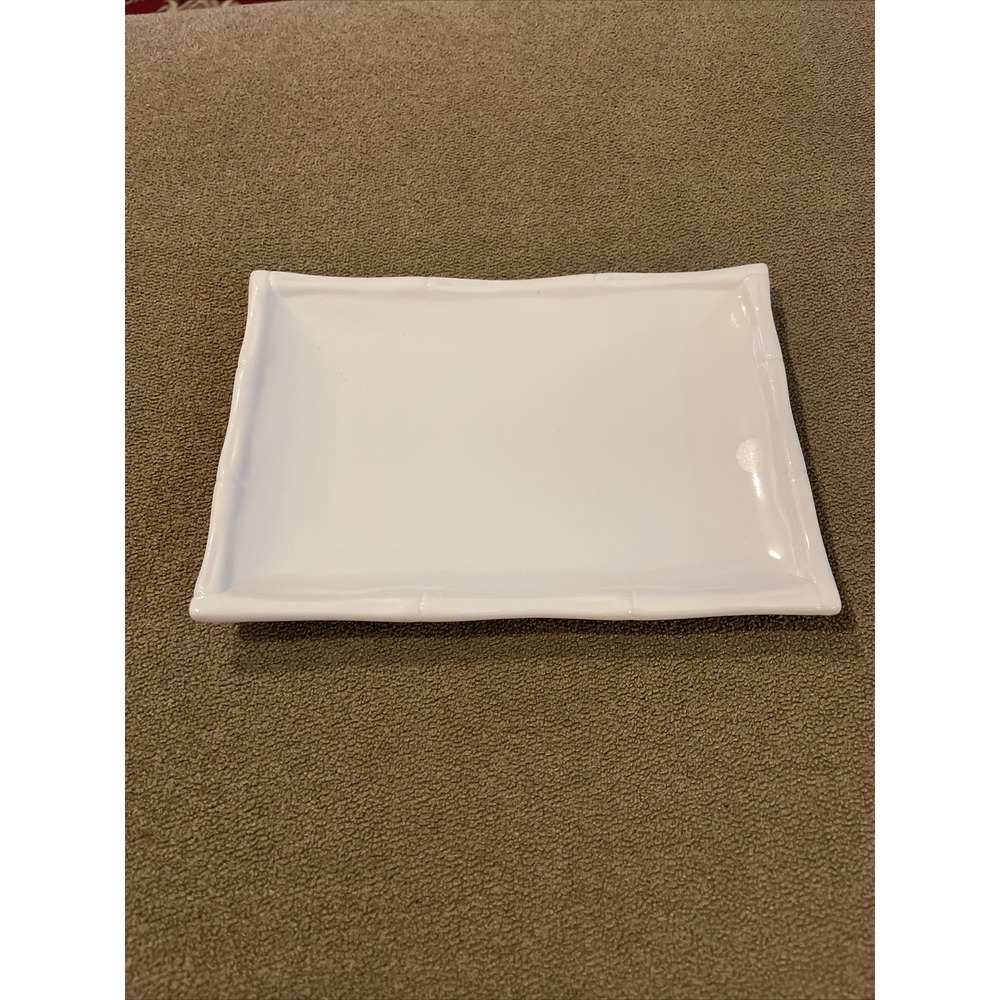 Simple Dining Solid White Rectangle Shaped Plate Serving Dinner 8.75"x6" (TD)